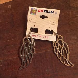 Silver earrings with angel wings and a heart NWT